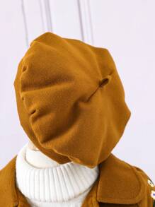 SHEIN Young Girl 1pc Floral Embroidery Button Front Overcoat - Rust Brown - View 7