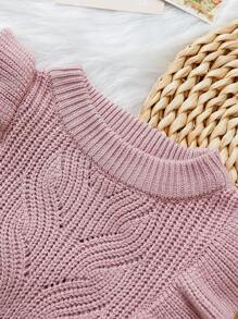 SHEIN Young Girl Ruffle Trim Sweater Vest - Dusty Pink - View 6