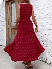 SHEIN VCAY Swiss Dot Button Front Tank Top & Shorts