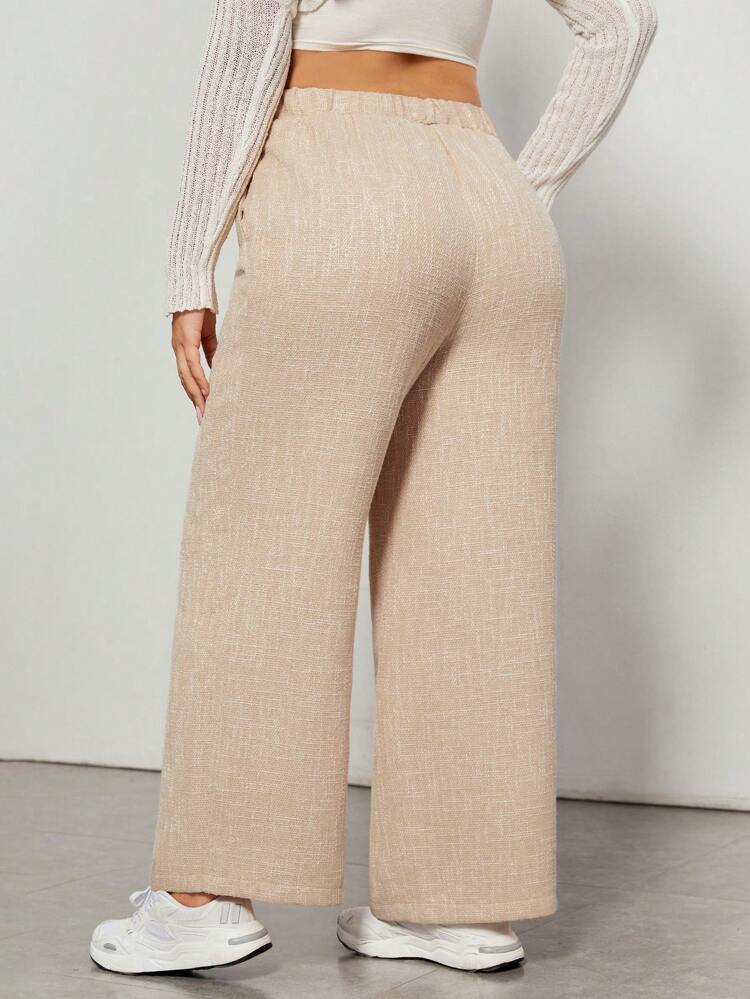 Plus Solid Wide Leg Suit Pants
