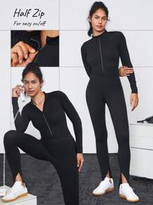 GLOWMODE Softflux半拉鍊分裂搭扣連身衣 - 黑色 - 查看 4