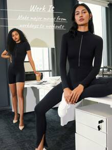 GLOWMODE Softflux半拉鍊分裂搭扣連身衣 - 黑色 - 查看 7