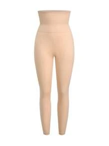 SHAPORA High Waist Tummy Control Butt Lifting Seamless Shapewear Leggings - Apricot - View 3