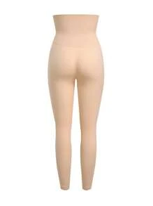 SHAPORA High Waist Tummy Control Butt Lifting Seamless Shapewear Leggings - Apricot - View 5