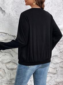 EMERY ROSE Plus Keyhole Neckline Sweatshirt