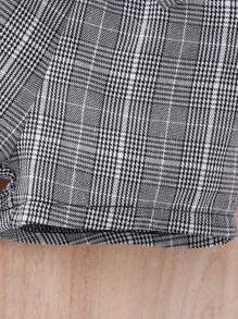 Baby Letter Embroidery Puff Sleeve Tee & Plaid Print Shorts - Multicolor - View 8