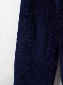 SHEIN Tween Boy Slogan Embroidery Colorblock Teddy Pullover & Pants PJ Set - Multicolor - View 14