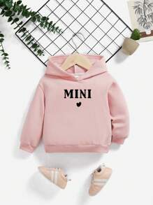 Áo nỉ lót giữ nhiệt in chữ cho bé gái - Màu Hồng baby - Xem 1