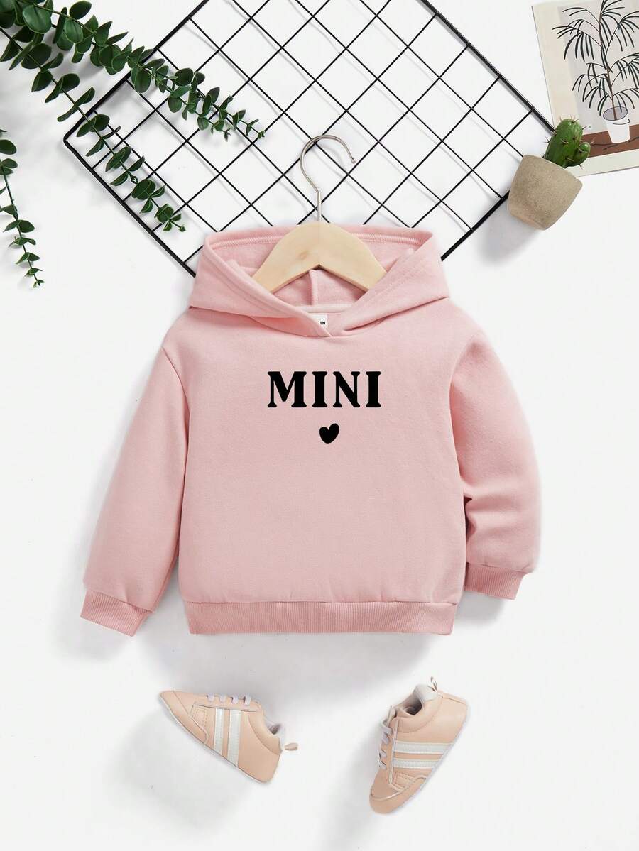 Áo nỉ lót giữ nhiệt in chữ cho bé gái - Màu Hồng baby - Xem 1