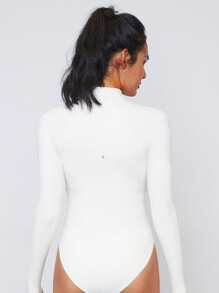 GLOWMODE Featherfit™ 肚皮控制半拉鍊運動連體褲,帶拇指孔的白色連身衣 - 奶油白 - 查看 2