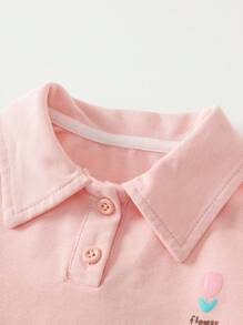 Young Girl Cartoon Graphic Polo Shirt & Shorts