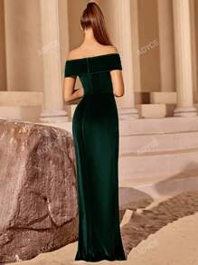 ADYCE Off Shoulder Wrap Hem Cocktail Party Dress