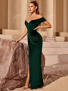 ADYCE Off Shoulder Wrap Hem Cocktail Party Dress
