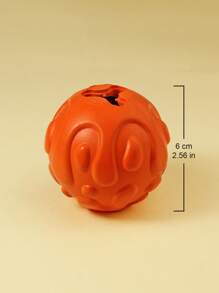 1pc Rubber Pet Food Leaking Chew Toy Ball - Orange - View 3