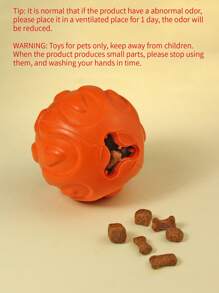 1pc Rubber Pet Food Leaking Chew Toy Ball - Orange - View 4