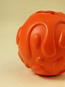 1pc Rubber Pet Food Leaking Chew Toy Ball - Orange - View 7