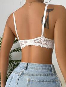 Sujetador con encaje en contraste con aro - Blanco - Ver 2