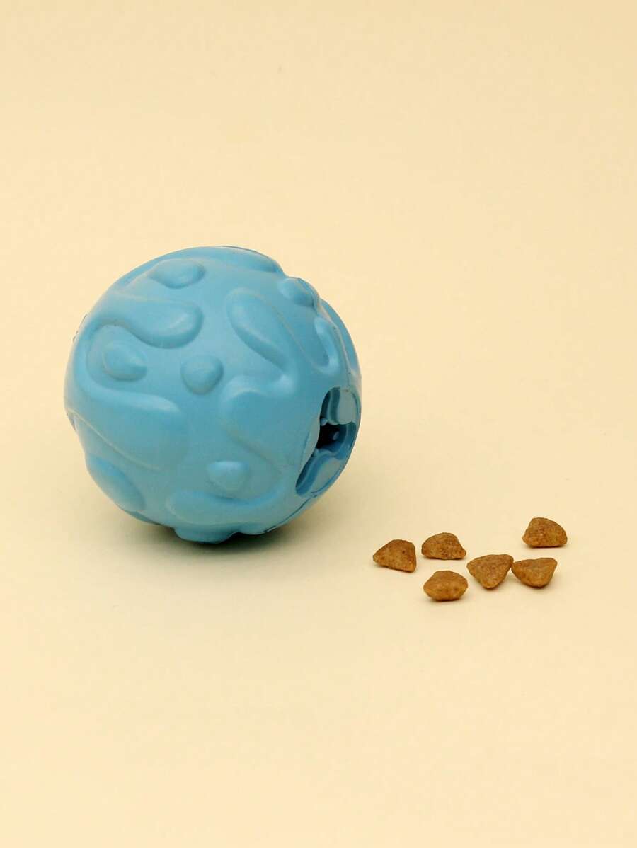 1pc Rubber Pet Food Leaking Chew Toy Ball - Blue - View 1