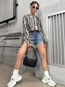 SHEIN Unity 扎染抽绳连帽套头衫秋季卫衣 - 彩色 - 查看 4