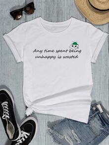 DEARCASE Camiseta con estampado de slogan - Blanco - Ver 1