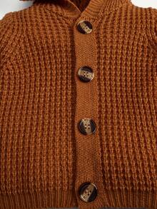 Cozy Pixies Baby Girls' Hooded Cardigan With 3d Ears Detail, Long Sleeve Casual Knit Sweater - Brown - View 7