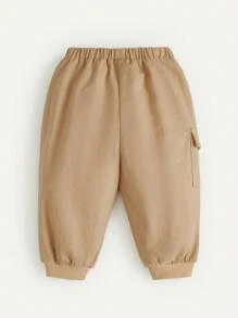 Cozy Pixies Baby Boy Flap Pocket Side Knot Front Trousers - Khaki - View 2