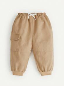 Cozy Pixies Baby Boy Flap Pocket Side Knot Front Trousers - Khaki - View 4