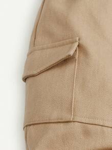 Cozy Pixies Baby Boy Flap Pocket Side Knot Front Trousers - Khaki - View 6