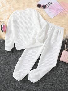SHEIN Tween Girl Letter Graphic Sweatshirt & Sweatpants