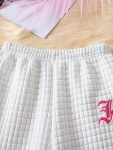 SHEIN Tween Girl Letter Graphic Sweatshirt & Sweatpants