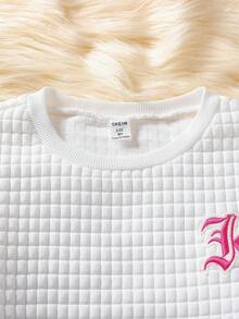 SHEIN Tween Girl Letter Graphic Sweatshirt & Sweatpants