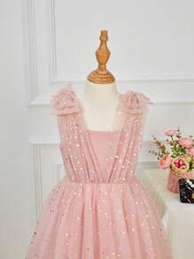 Cô Gái Trẻ Kim sa Vai cung Đầm Party - Màu Hồng baby - Xem 5