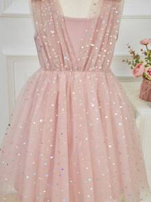 Cô Gái Trẻ Kim sa Vai cung Đầm Party - Màu Hồng baby - Xem 6