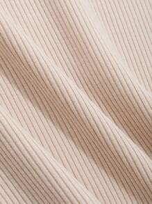 DAZY Solid Ribbed Knit Crop Tank Top - Apricot - View 5