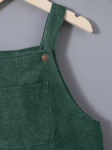 SHEIN Chico joven Mono overol unicolor con parche de bolsillo sin capucha - Verde Oscuro - Ver 4