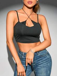 Zolique Crisscross Cắt chóp Cami - màu đen - Xem 1