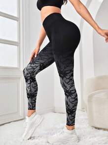 Easithlete 漸層寬腰帶運動打底褲