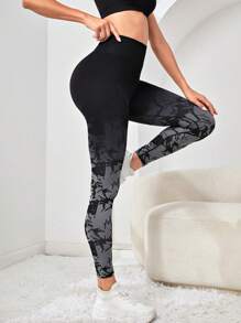 Easithlete 漸層寬腰帶運動打底褲