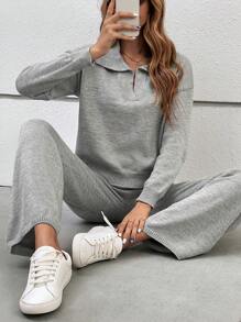 SHEIN LUNE Drop Shoulder Sweater & Knit Pants