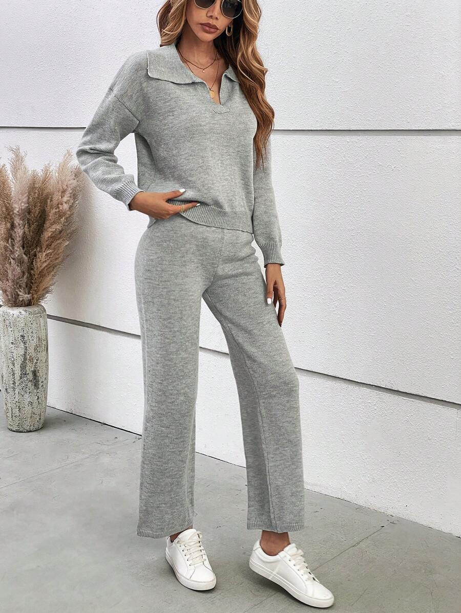 SHEIN LUNE Drop Shoulder Sweater & Knit Pants