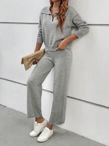 SHEIN LUNE Drop Shoulder Sweater & Knit Pants