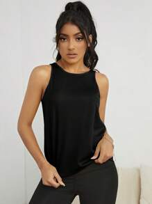 Easithlete Áo ba lỗ hở lưng Crisscross Áo ba lỗ tập luyện - màu đen - Xem 3