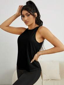 Easithlete Áo ba lỗ hở lưng Crisscross Áo ba lỗ tập luyện - màu đen - Xem 5