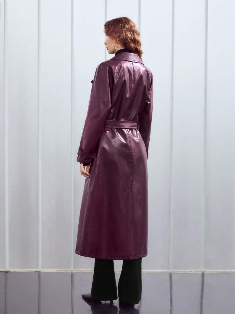 MOTF BELTED PU LEATHER TRENCH COAT