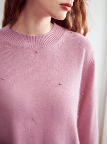 MOTF PREMIUM 黏膠安哥拉羊毛混紡毛衣 - 粉色 - 查看 3