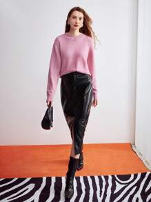 MOTF PREMIUM 黏膠安哥拉羊毛混紡毛衣 - 粉色 - 查看 4