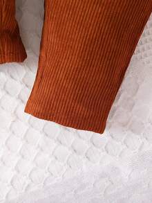 女嬰豹紋印花荷葉邊荷葉袖T恤&前蝴蝶結背帶褲 - 彩色 - 查看 4