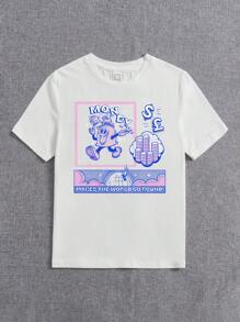 Eddy Jessop Áo thun họa tiết hoạt hình & khẩu hiệu cho bé trai của nghệ sĩ Tween, quần áo, cho mùa hè, 95% cotton - trắng - Xem 5
