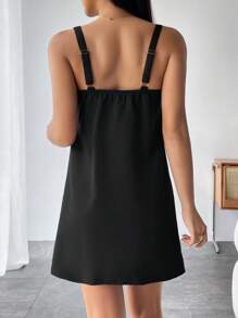 SHEIN PETITE Solid Cami Dress - Black - View 2