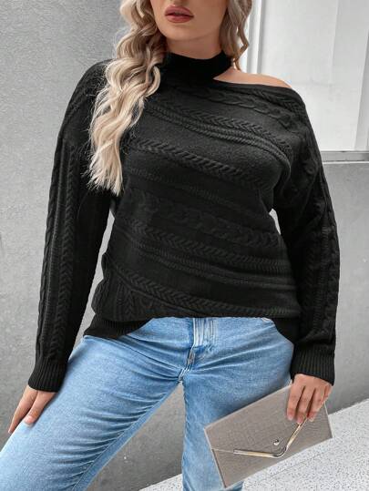 SHEIN LUNE Plus Cut Out Drop Shoulder Sweater